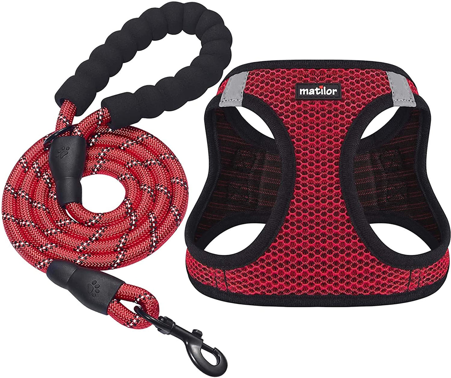 Matilor Dog Harness Step-In Breathable Puppy Cat Dog Vest Harnesses for Small Medium Dogs Animals & Pet Supplies > Pet Supplies > Dog Supplies > Dog Apparel matilor Red L (Chest 17''-20'', Weight 14-19 lb) 