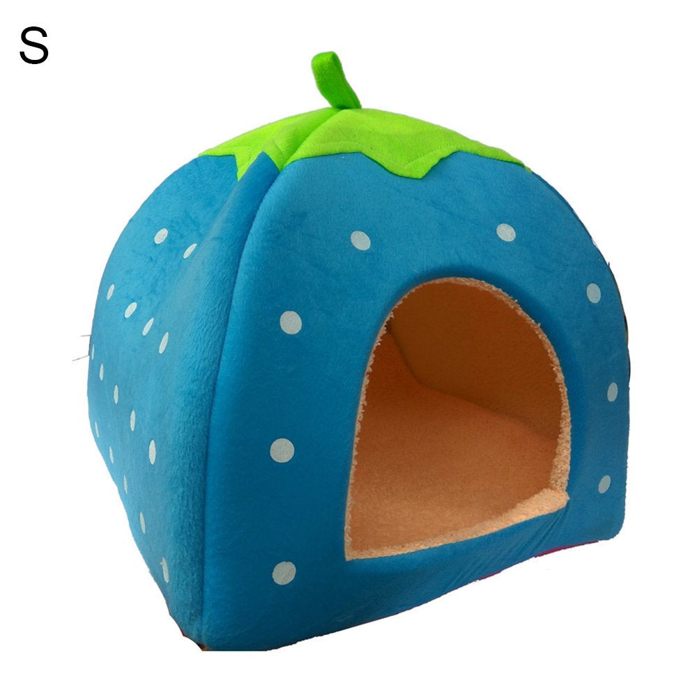 Strawberry Dog Puppy Cats Indoor Foldable Soft Warm Bed Pet House Kennel Tent Animals & Pet Supplies > Pet Supplies > Dog Supplies > Dog Houses duixinghas Sky Blue S  