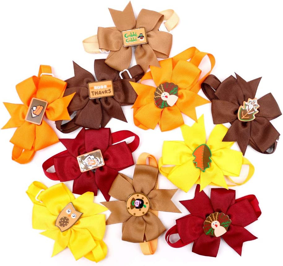 Masue Pets Thanksgiving Dog Ties Bowties for Fall Pet Ties Brown Orangeturkey Leaf Dog Neckties Dog Bow Tie Collar Holidays Dog Ties Dog Grooming Accessories (Bow Ties) Animals & Pet Supplies > Pet Supplies > Dog Supplies > Dog Apparel MaSue Pets   