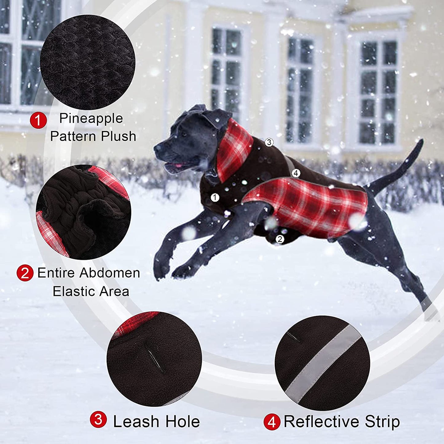 Nanaki Classic Plaid Warm Dog Jacket, Reversible Winter Dog Coat for Cold Weather, Windproof Dog Winter Clothes Reflective with Furry Collar&Elastic Abdomen for Small Medium Large Dogs Puppies Animals & Pet Supplies > Pet Supplies > Dog Supplies > Dog Apparel Nanaki   