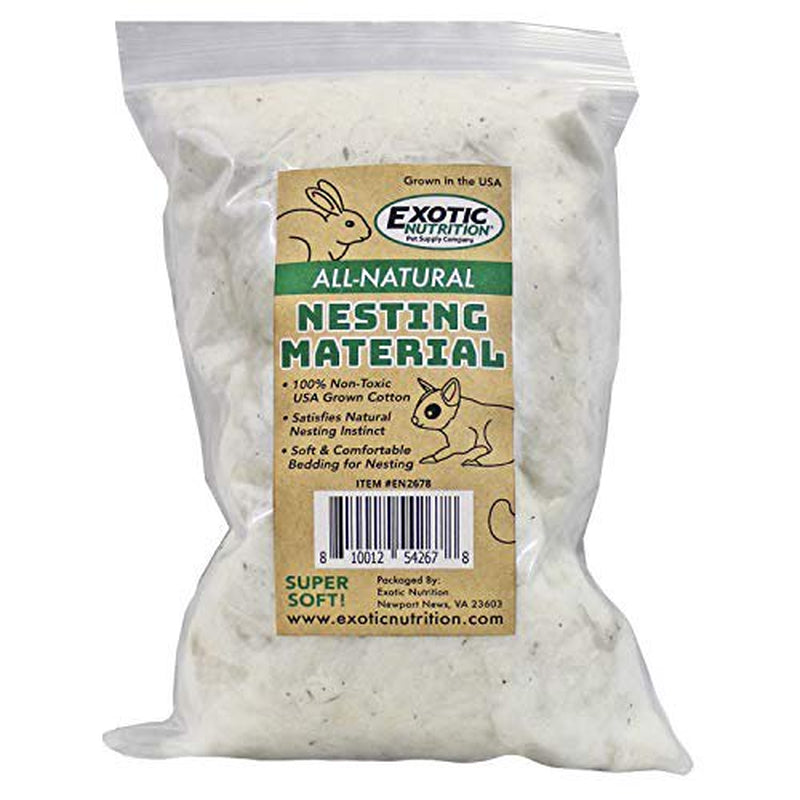 All-Natural Nesting Material (4 Oz.) - 100% Cotton Eco-Friendly Animal Bedding - for Sugar Gliders, Squirrels, Hamsters, Rabbits, Chinchillas, Rats, Mice, Gerbils, Guinea Pigs and Other Smal Animals & Pet Supplies > Pet Supplies > Small Animal Supplies > Small Animal Bedding Exotic Nutrition   