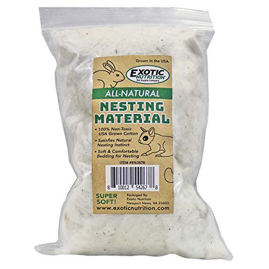 All-Natural Nesting Material (4 Oz.) - 100% Cotton Eco-Friendly Animal Bedding - for Sugar Gliders, Squirrels, Hamsters, Rabbits, Chinchillas, Rats, Mice, Gerbils, Guinea Pigs and Other Smal Animals & Pet Supplies > Pet Supplies > Small Animal Supplies > Small Animal Bedding Exotic Nutrition   