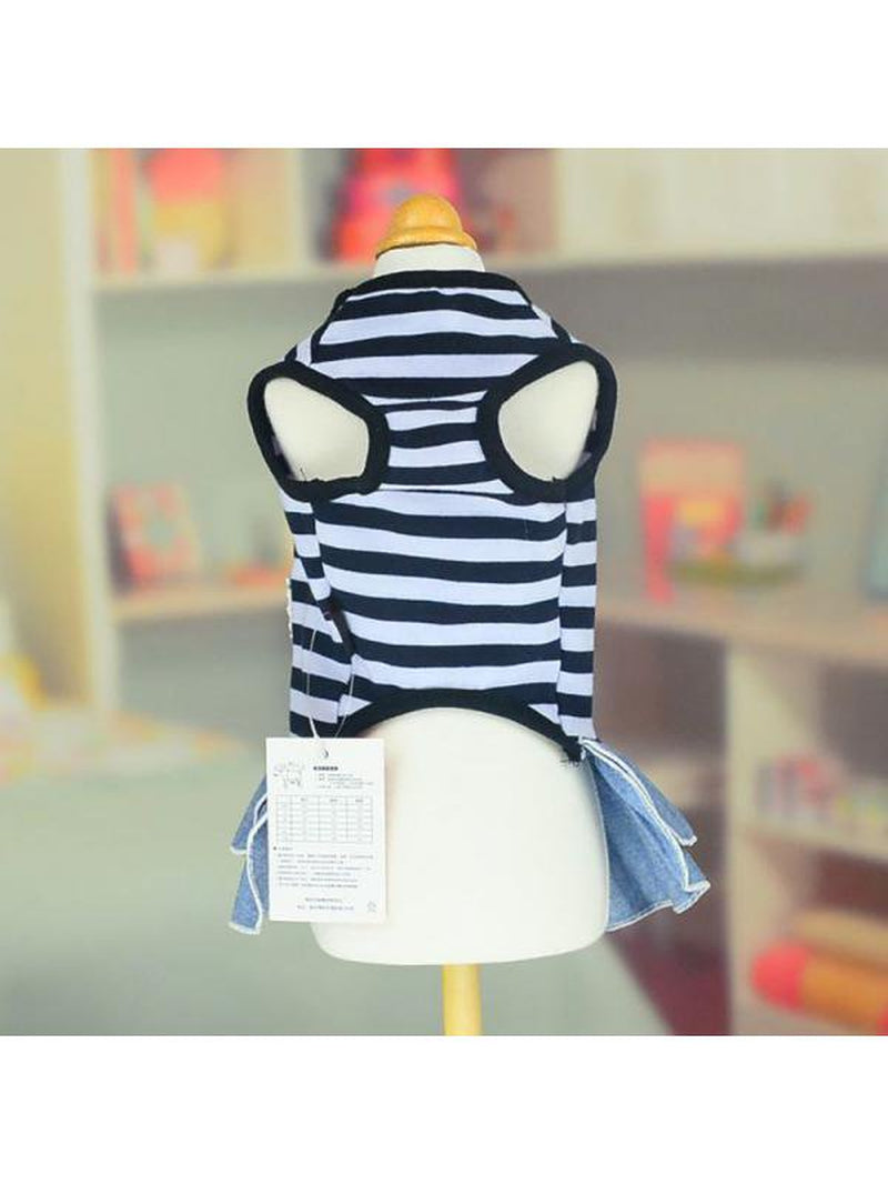 Dragonus Cotton Striped Dog Dress Doggie Clothes Puppy Vest Dress Pet Cat Apparel Animals & Pet Supplies > Pet Supplies > Cat Supplies > Cat Apparel Dragonus   