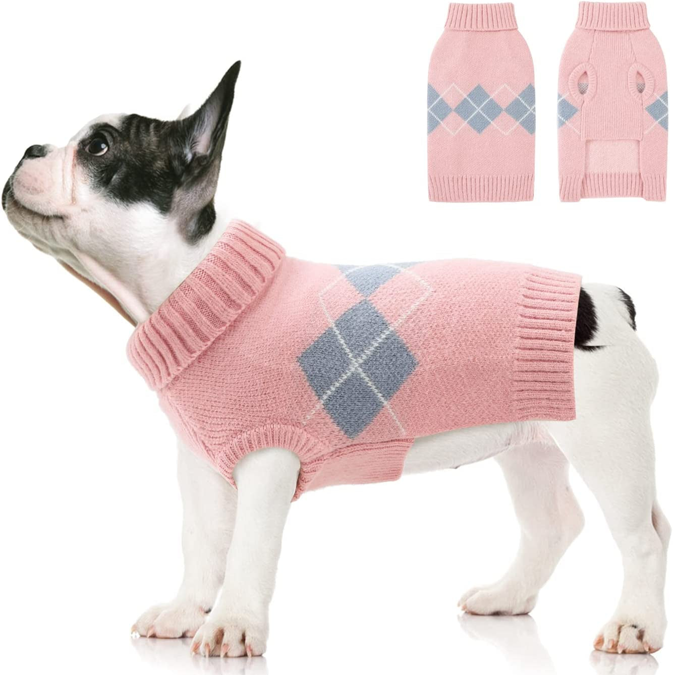 ALAGIRLS Winter Dog Sweater Warm Puppy Clothes,Classic Turtleneck Plaid Cat Sweater,Pullover Christmas Holiday Pet Outfits Apparel for Large Dogs,Pink L Animals & Pet Supplies > Pet Supplies > Dog Supplies > Dog Apparel ALA Pink Large 