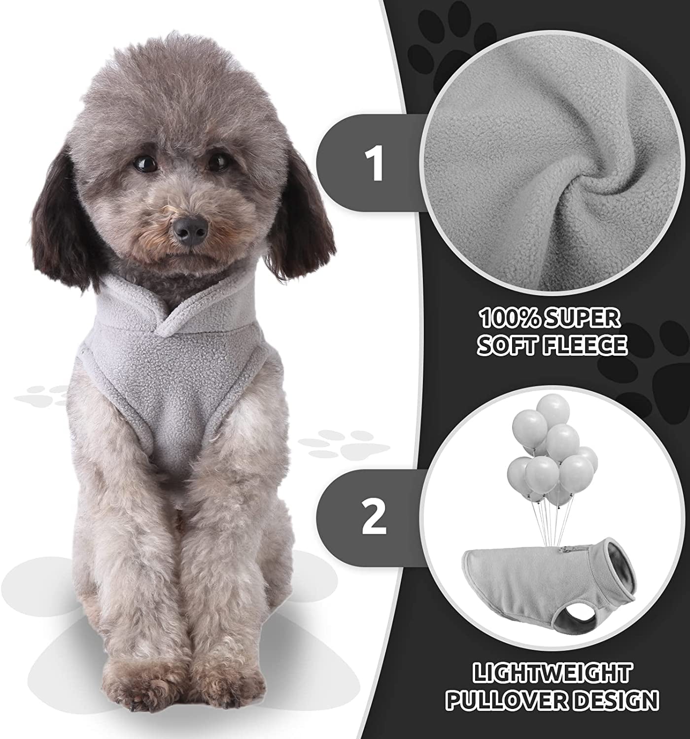 PETCARE Small Dog Sweater Cat Fleece Vest Soft Dog Jacket with Leash O-Ring Winter Warm Pet Pullover Coat Puppy Clothes for Small Dogs Cats Chihuahua Apparel Shih Tzu Costume, Grey Animals & Pet Supplies > Pet Supplies > Dog Supplies > Dog Apparel PETCARE   