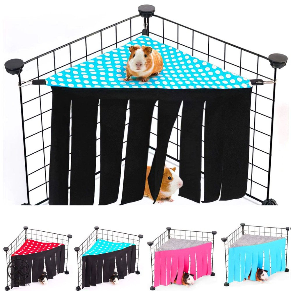 Luxtrada Hideout for Guinea Pigs, Corner Fleece Forest Hideaway Pet Cage Hammock for Rats, Hamsters, Hedgehog, Ferrets, Chinchillas, Bunny, Mice Small Animals