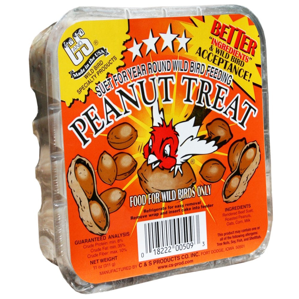 C&S Products Peanut Treat Suet, for Year round Feeding, 11 Oz Cake, Wild Bird Food Animals & Pet Supplies > Pet Supplies > Bird Supplies > Bird Treats Central Garden and Pet   