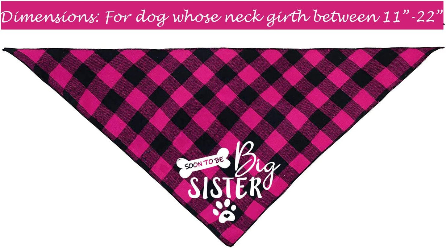 Big Sister Dog Bandana, Reversible Plaid Triangle Bibs Pet Scarf Animals & Pet Supplies > Pet Supplies > Dog Supplies > Dog Apparel Pawskido   