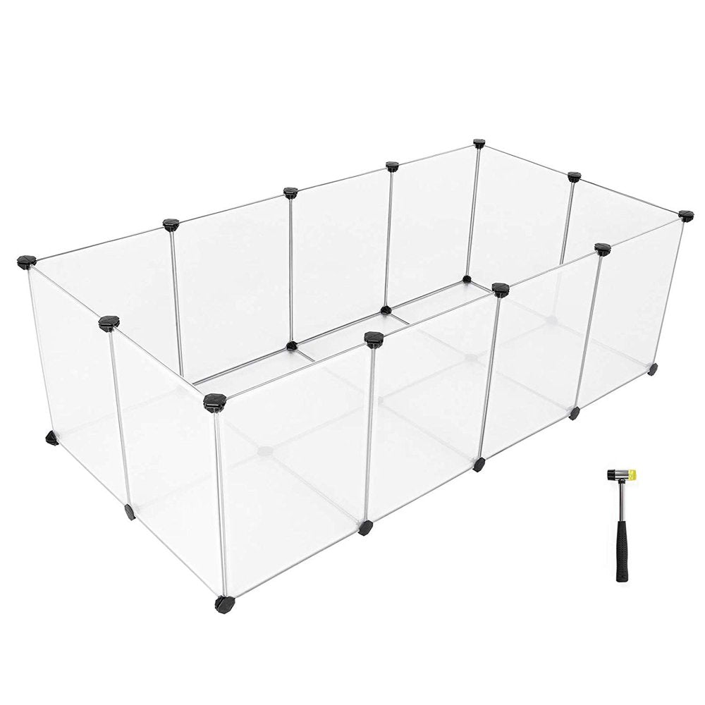 Playpen Plastic, Rabbit Fence Indoor Small Animal Cage Exercise Pen Transparent Playpen for Puppy Guinea Pigs Bunny Chinchilla Gerbils Hedgehogs Rats (20 Panels/Size:14 X 14 Inches ) Animals & Pet Supplies > Pet Supplies > Dog Supplies > Dog Kennels & Runs Geo Bot   