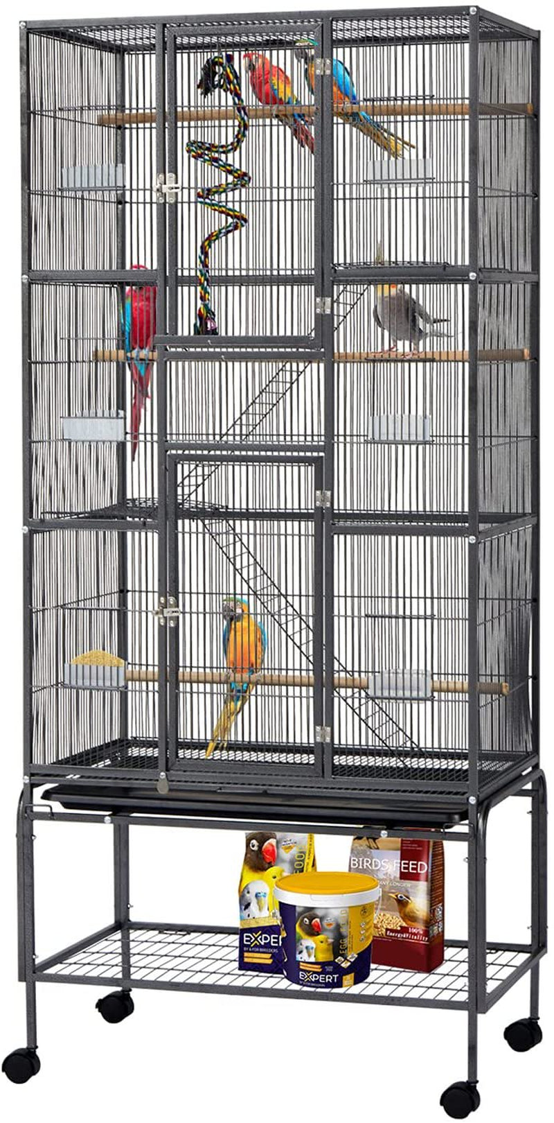 Kinbor Bird Cage with Stand 69 Inch Wrought Iron Large Bird Cage for Parrots Lovebird Cockatiel Doves and Other Small to Medium Parrots Animals & Pet Supplies > Pet Supplies > Bird Supplies > Bird Cages & Stands Kinbor   