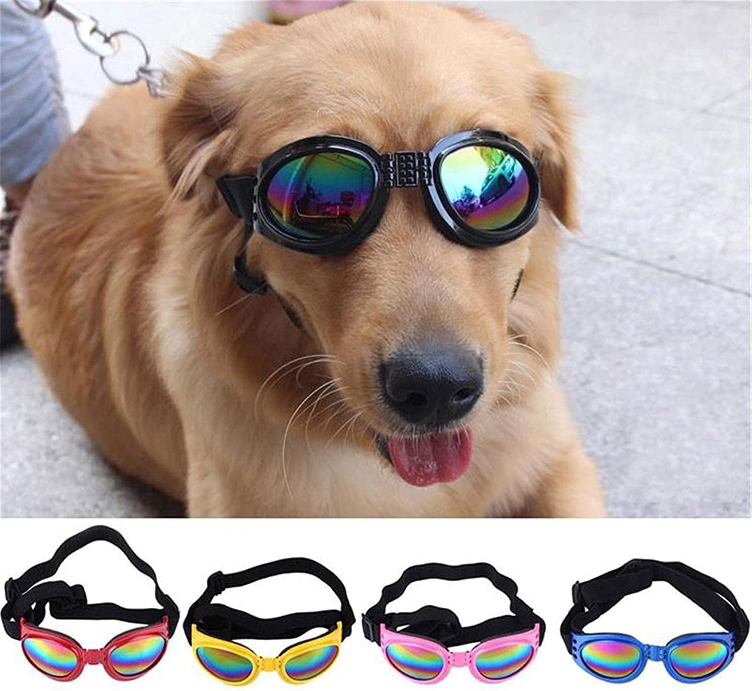 U-M Dog Glasses Glasses Pet Sunglasses for Dogs Adjustable Attractive, Pink Animals & Pet Supplies > Pet Supplies > Dog Supplies > Dog Apparel U-M   