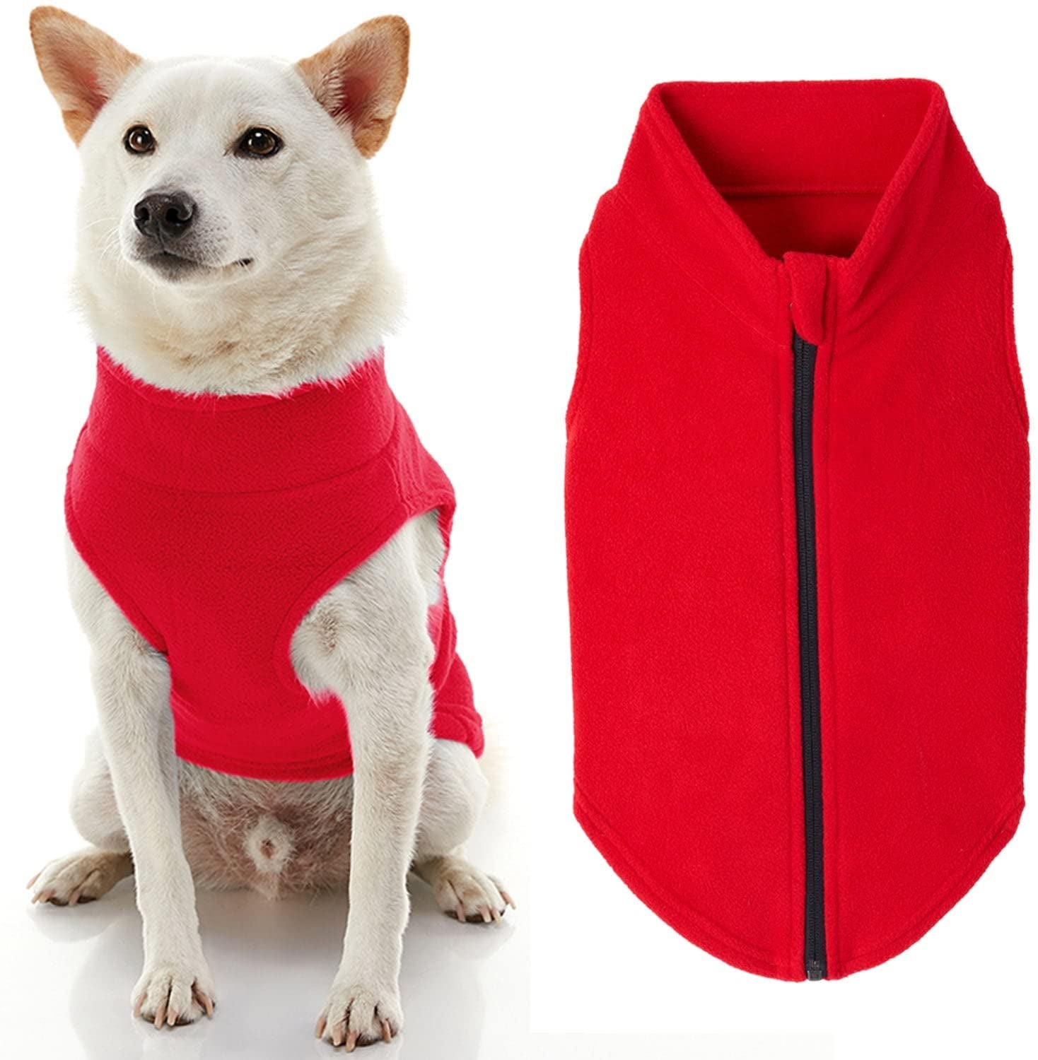 Gooby Zip up Fleece Dog Sweater - Blue, Medium - Warm Pullover Fleece Step-In Dog Jacket with Dual D Ring Leash - Winter Small Dog Sweater - Dog Clothes for Small Dogs Boy and Medium Dogs Animals & Pet Supplies > Pet Supplies > Dog Supplies > Dog Apparel Inafiction USA Red 2X-Large chest (~25.5") 