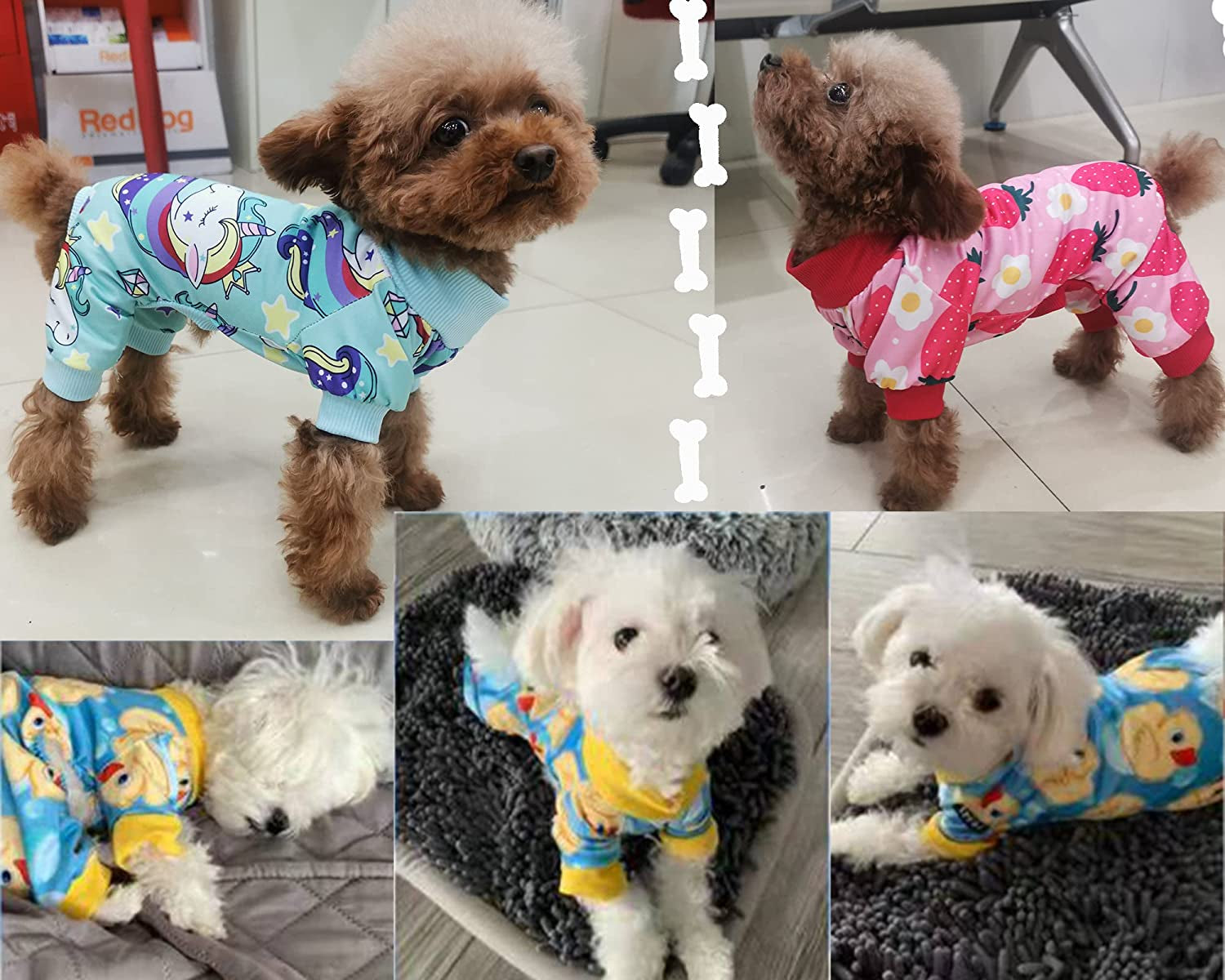 XPUDAC 4 Piece Dog Pajamas for Small Dogs Pjs Clothes Puppy Onesies Outfits for Doggie Christmas Shirts Sleeper for Pet Cats Jammies Animals & Pet Supplies > Pet Supplies > Dog Supplies > Dog Apparel XPUDAC   