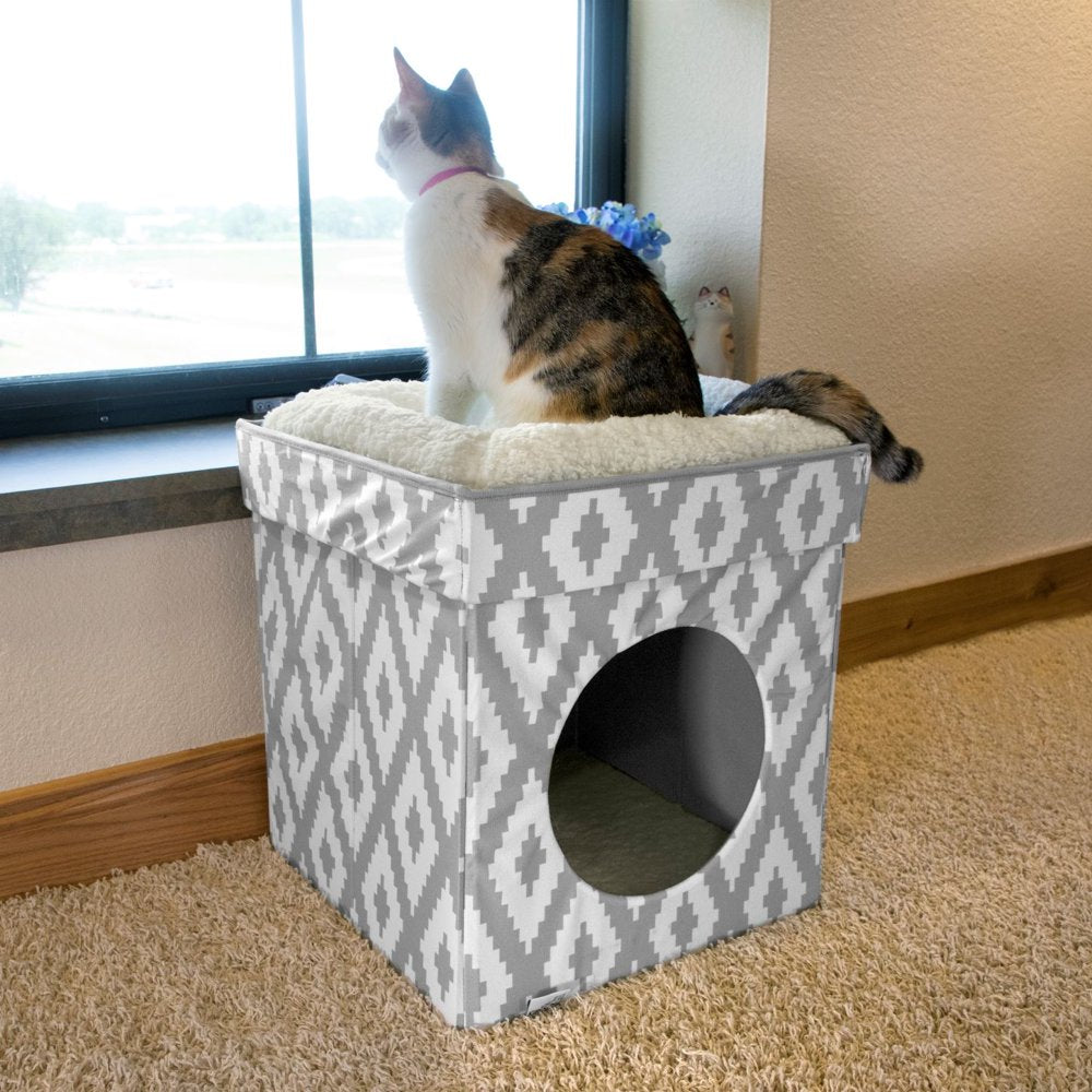 Kitty City Large Cat Bed, Stackable Cat Cube, Indoor Cat Condo and House, Gray, 19-In Animals & Pet Supplies > Pet Supplies > Cat Supplies > Cat Beds Sport Pet   