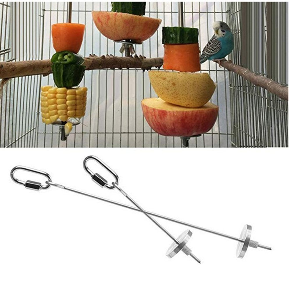 Tureclos Birds Food Holder Parrot Feeder Support Stainless Steel Fruit Spear Stick Meat Skewer Bird Feeding Stick Animals & Pet Supplies > Pet Supplies > Bird Supplies > Bird Food TureClos   