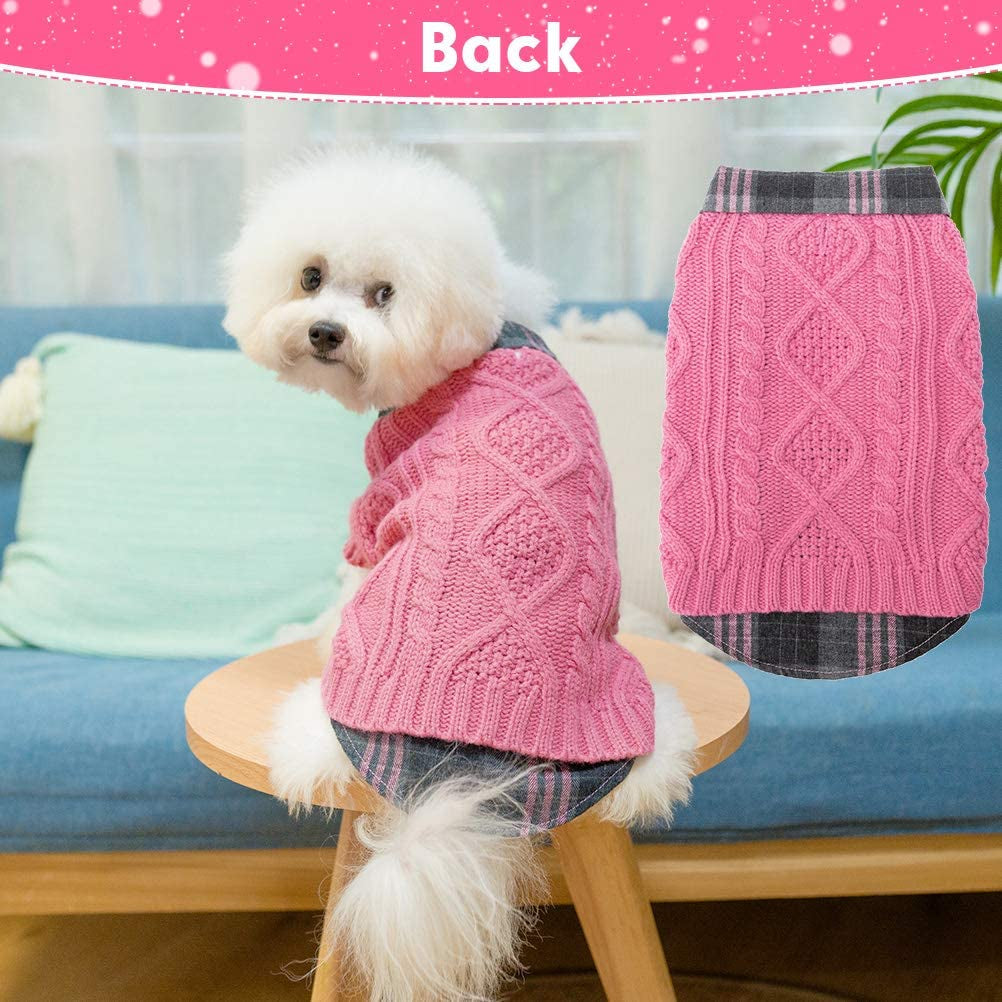 Warm Dog Sweater Winter Clothes - Plaid Patchwork Pet Doggy Knitted Sweaters Comfortable Coats for Cold Weather, Fit for Small Medium Large Dogs Animals & Pet Supplies > Pet Supplies > Dog Supplies > Dog Apparel Homimp   