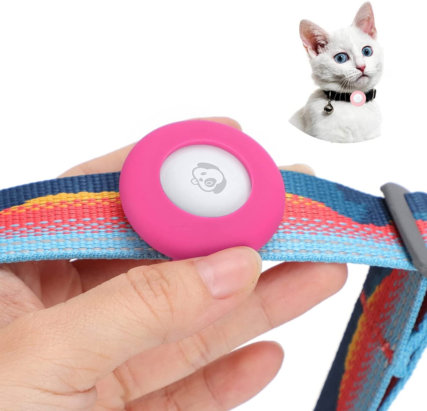 Airtag Dog Collar Holder Silicone Pet Collar Case for Apple Airtags, Anti-Lost Air Tag Holder Compatible with Small Wide Cat Dog Collars (Large:For Dog Collar 0.8-1.1 Inch, Black) Electronics > GPS Accessories > GPS Cases PANZZDA Pink - Glow in the dark Small:for cat collar 0.4-0.6 inch 