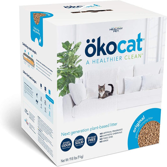 Okocat Original Low-Dust Natural Wood Clumping Cat Litter with Odor Control 198 Lbs