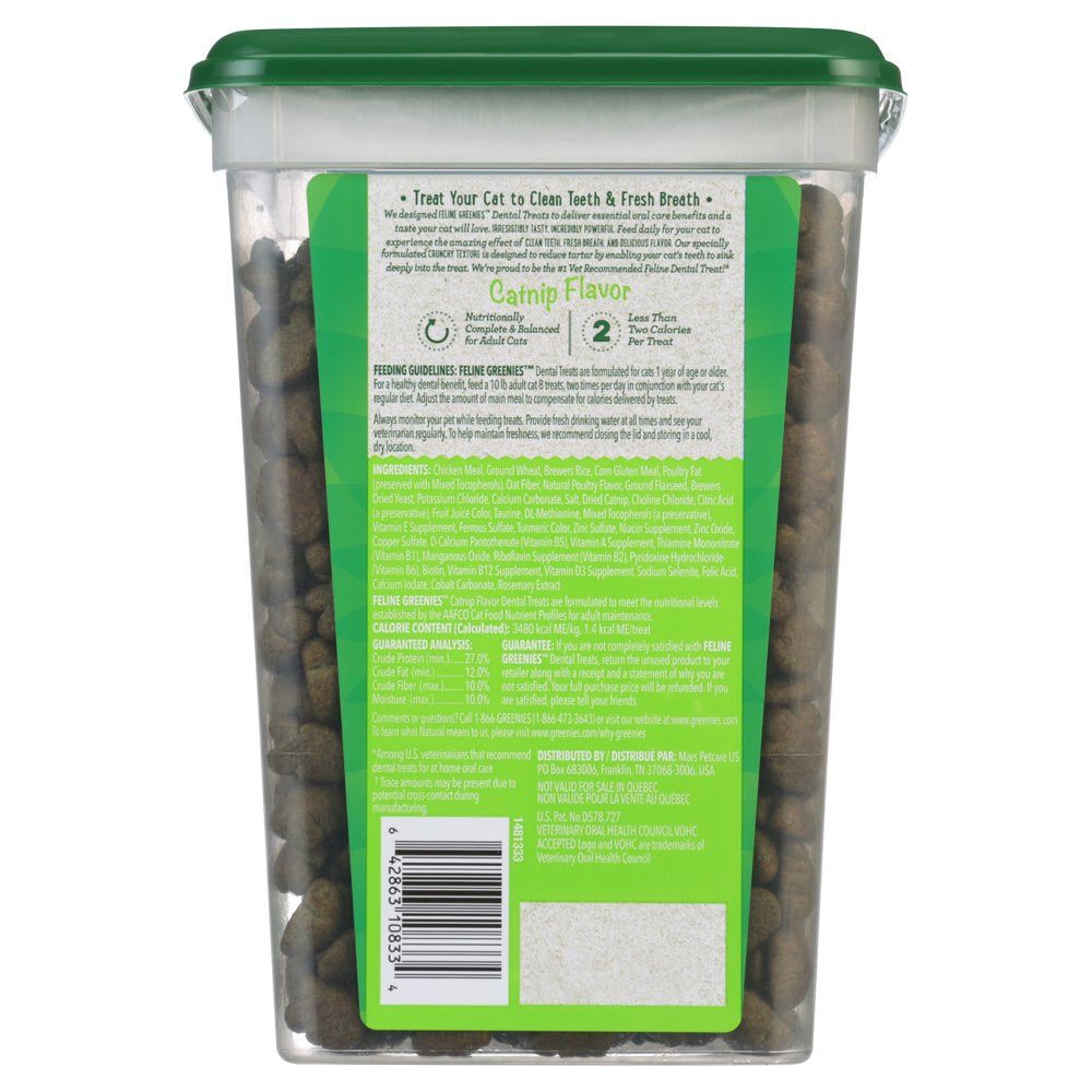 FELINE GREENIES Adult Dental Cat Treats, Catnip Flavor, 21 Oz. Tub Animals & Pet Supplies > Pet Supplies > Cat Supplies > Cat Treats Mars Petcare   