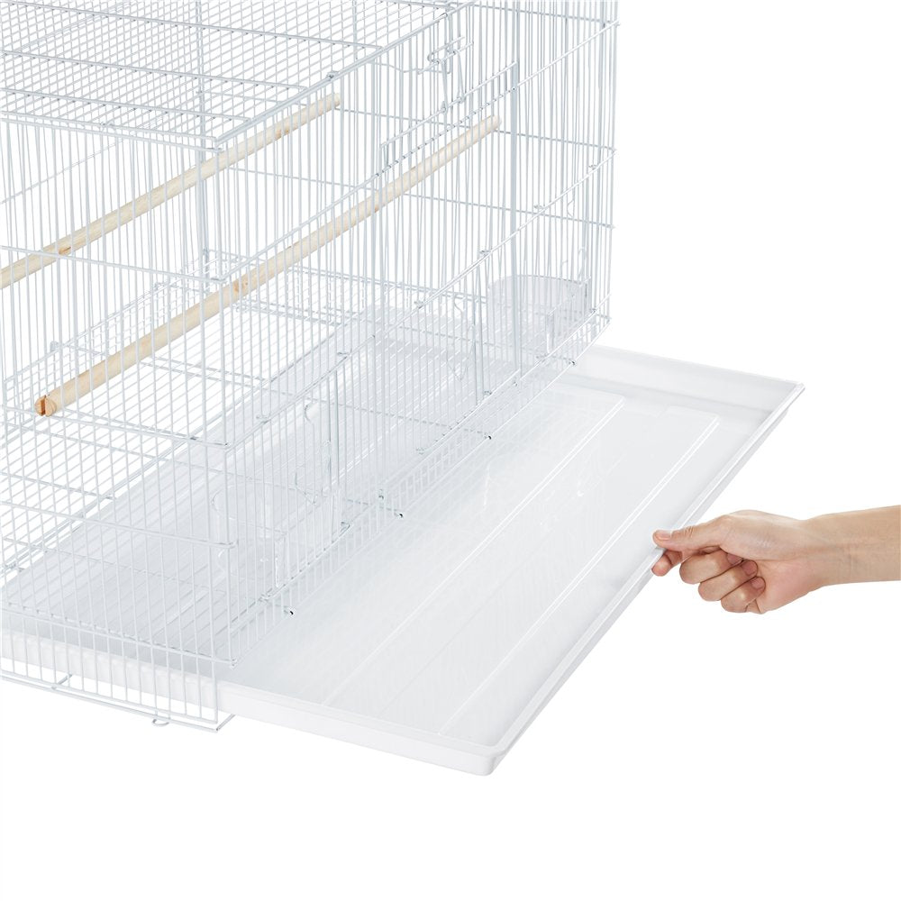 Easyfashion 47"H Rolling Stand Flight Bird Cage with Slide-Out Tray for Small Birds, White Animals & Pet Supplies > Pet Supplies > Bird Supplies > Bird Cages & Stands Easyfashion   