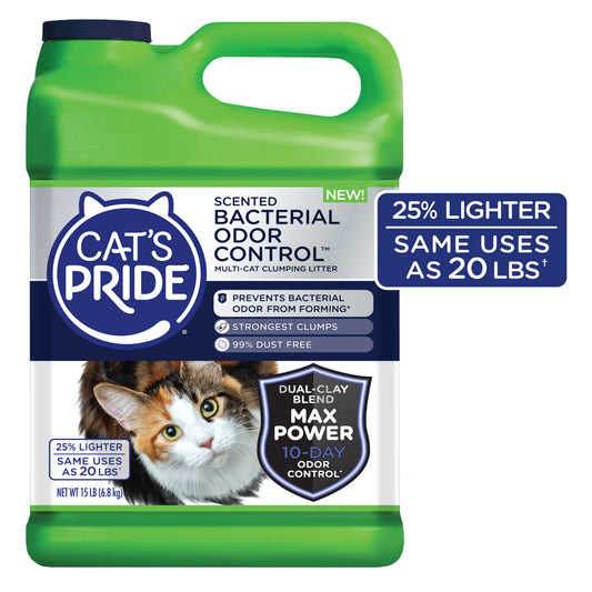 Cat'S Pride Max Power Bacterial Odor Control Scented Multi-Cat Clumping Litter, 15 Lb Jug Animals & Pet Supplies > Pet Supplies > Cat Supplies > Cat Litter Oil-Dri Corporation of America   