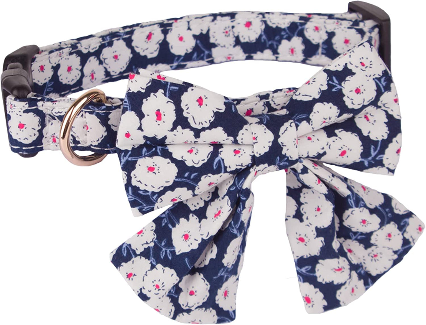 Dog Collar with Bow, Cute Floral Dog Bow Tie Collar, Adjustable Dog Collars for Small Medium Large Dogs Pets (Large, Floral) Animals & Pet Supplies > Pet Supplies > Dog Supplies > Dog Apparel PTDECOR   