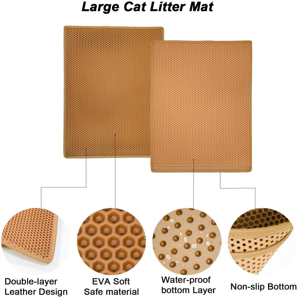 Litter Box Mat, Cat Litter Mat, Litter Box Mat, Honeycomb Design, Litter Box Rug, Waterproof Double Layer Design, Honeycomb Mat, Brown, 76Cm*61Cm Animals & Pet Supplies > Pet Supplies > Cat Supplies > Cat Litter Box Mats XUANYI   