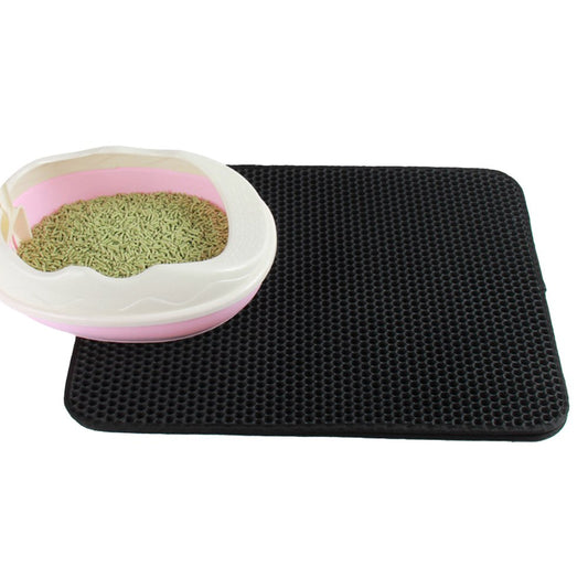 Apehuyuan Cat Litter Mat 12*12 Inches Honeycomb Double Layer Tray Box Rug Exclusive Urine Waterproof Pad Easy Clean Larger Holes Carpet(Black) Animals & Pet Supplies > Pet Supplies > Cat Supplies > Cat Litter Box Mats APEHUYUAN Black  