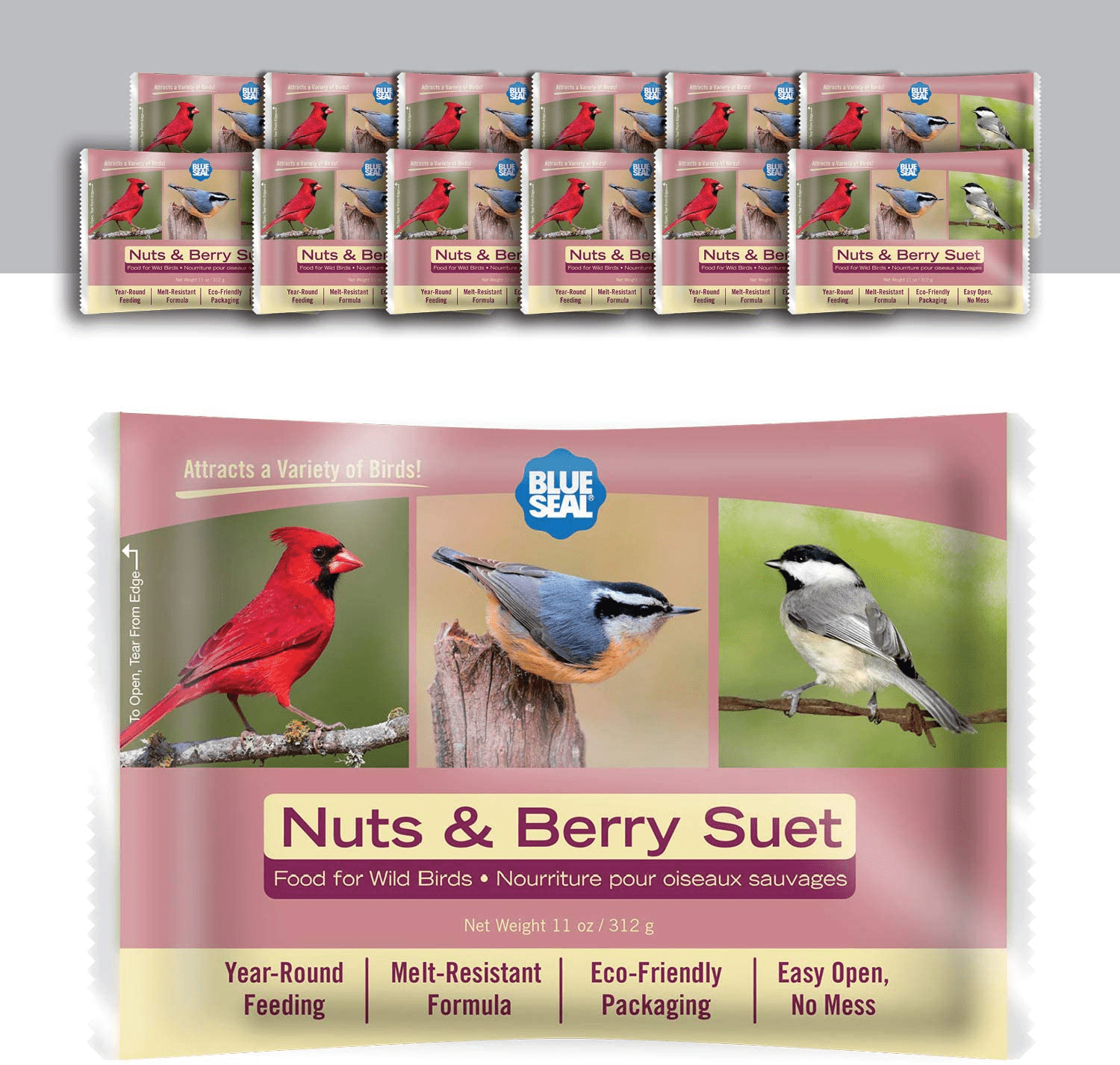 11Oz Year round Premium Nuts & Berry Bird Suet Cake 12Pk Animals & Pet Supplies > Pet Supplies > Bird Supplies > Bird Food Blue Seal   