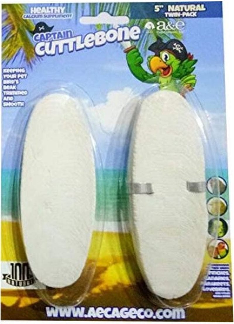 12 Count (6 X 2 Ct) AE Cage Company Captain Cuttlebone Natural Flavored Cuttlebone 5" Long Animals & Pet Supplies > Pet Supplies > Bird Supplies > Bird Treats A&E Cage   