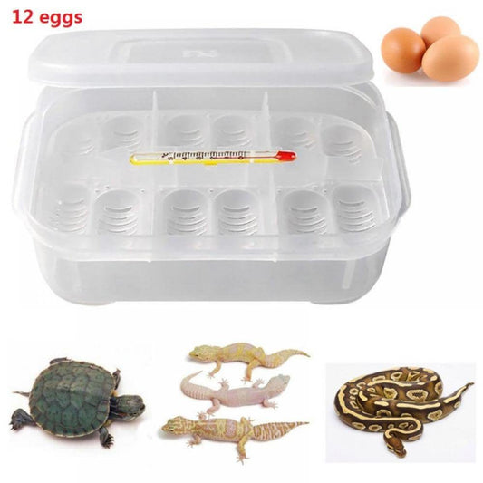 12 Grids Reptiles Eggs Incubator Tray, Amphibians Hatchery Box with Thermometer, Reptile Breeding Box, Incubation Box for Hatching Snake, Lizards, Turtle, Gecko Egg Animals & Pet Supplies > Pet Supplies > Reptile & Amphibian Supplies > Reptile & Amphibian Substrates Angmile   