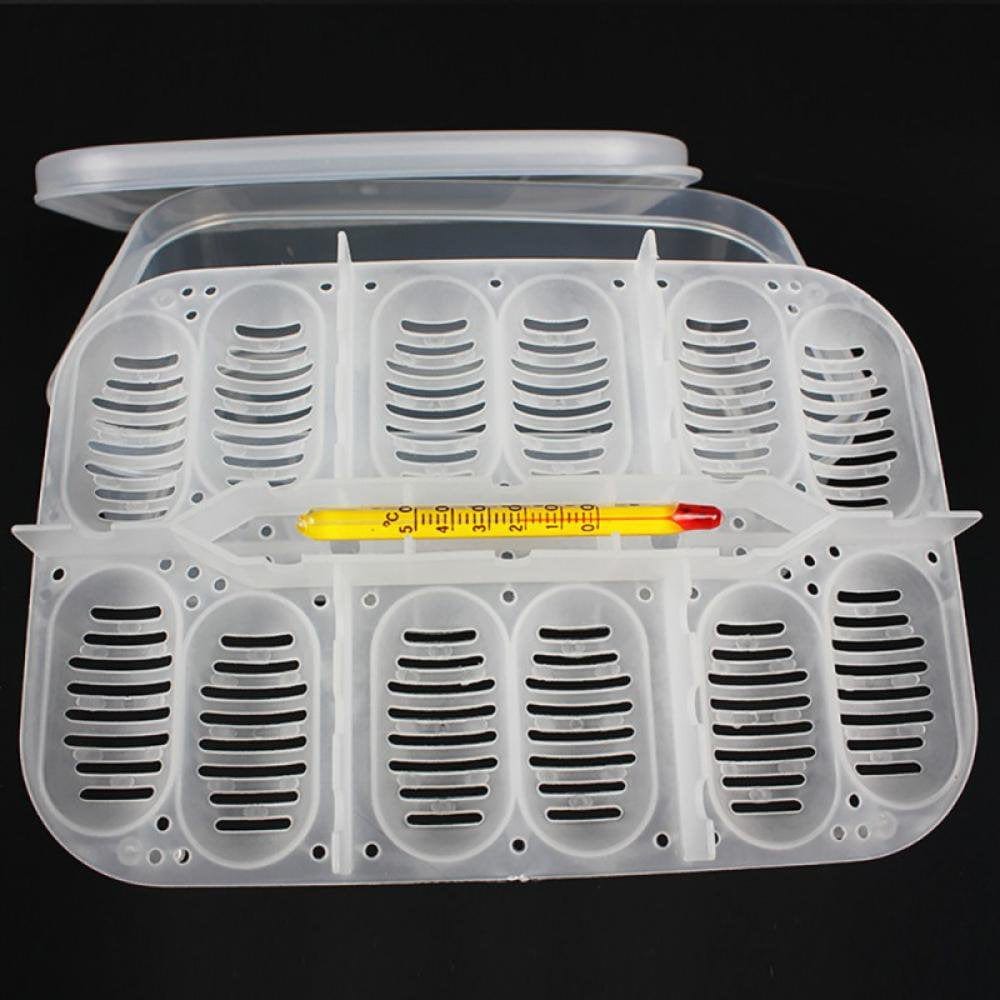 12 Grids Reptiles Eggs Incubator Tray, Amphibians Hatchery Box with Thermometer, Reptile Breeding Box, Incubation Box for Hatching Snake, Lizards, Turtle, Gecko Egg Animals & Pet Supplies > Pet Supplies > Reptile & Amphibian Supplies > Reptile & Amphibian Substrates Angmile   