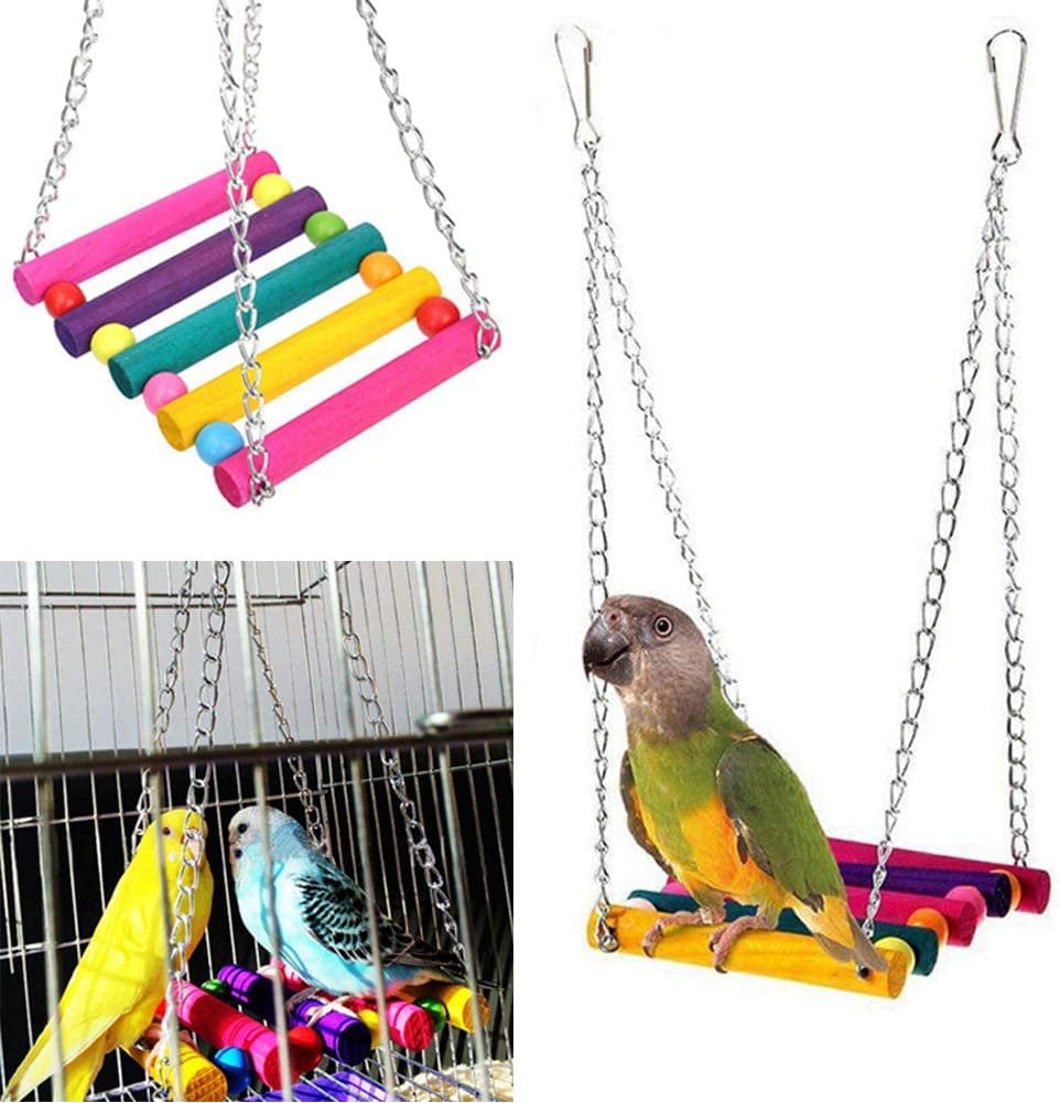 12 Packs Bird Parrot Swing Chewing Toys - Hanging Bell Birds Cage Toys Suitable for Small Parakeets, Cockatiel, Conures,Finches,Budgie,Macaws, Parrots, Love Birds Animals & Pet Supplies > Pet Supplies > Bird Supplies > Bird Toys JosLiki   