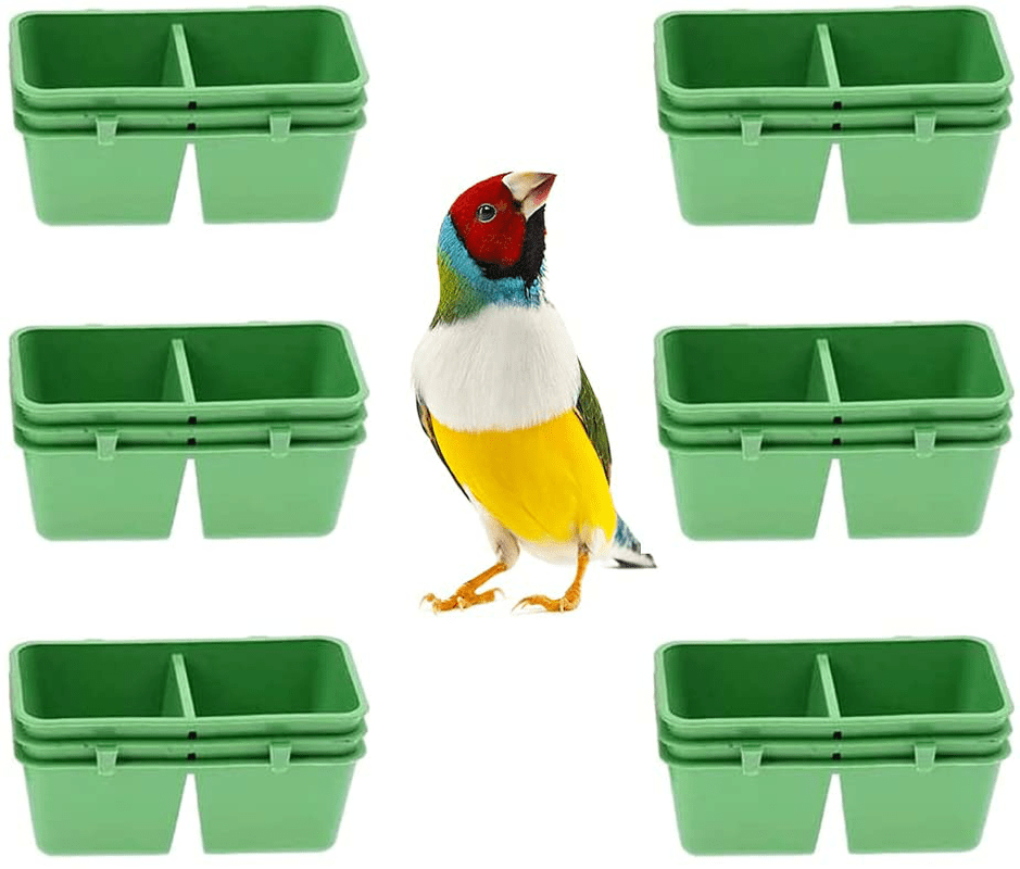 12 Pcs Bird Plastic Feeder, 2-In-1 Double Trough Bird Seed Food Feeding Dish for Poultry Pigeon Parrot Parakeet Budgie Cage Animals & Pet Supplies > Pet Supplies > Bird Supplies > Bird Cage Accessories DQITJ   