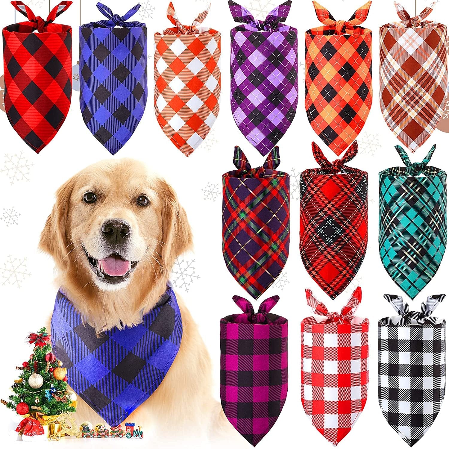 12 Pieces Dog Bandana Scarf Washable Triangular Bibs Pet Adjustable Washable Kerchief Dog Bandana for Small and Large Dogs(Summer Patterns) Animals & Pet Supplies > Pet Supplies > Dog Supplies > Dog Apparel Weewooday Plaid Patterns  