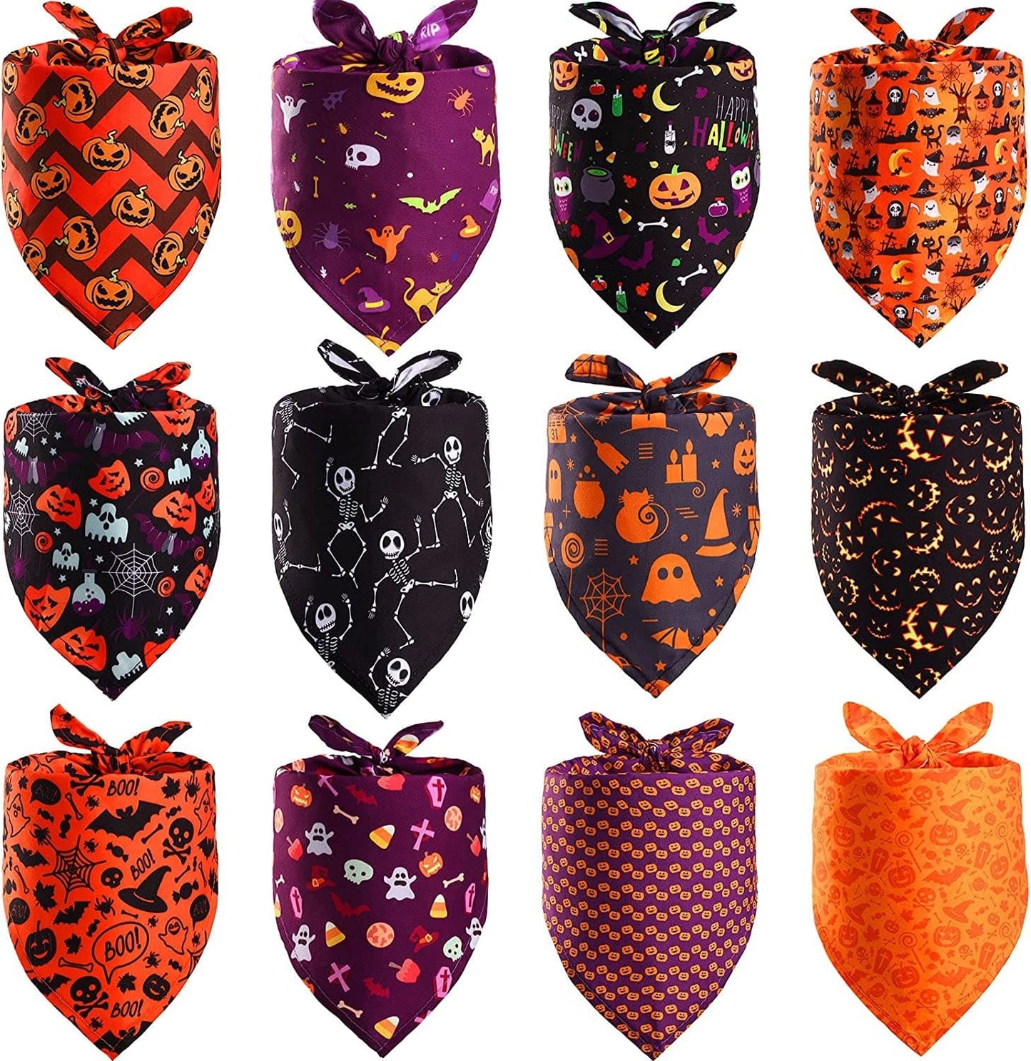 12 Pieces Halloween Dog Bandana Pumpkin Triangle Bandana Puppy Pets Neckerchief Washable Dog Neck Scarf Adjustable Pets Neck Bandana Holiday Pet Bibs for Halloween Dogs Cats Pets Animals & Pet Supplies > Pet Supplies > Dog Supplies > Dog Apparel Tatuo   