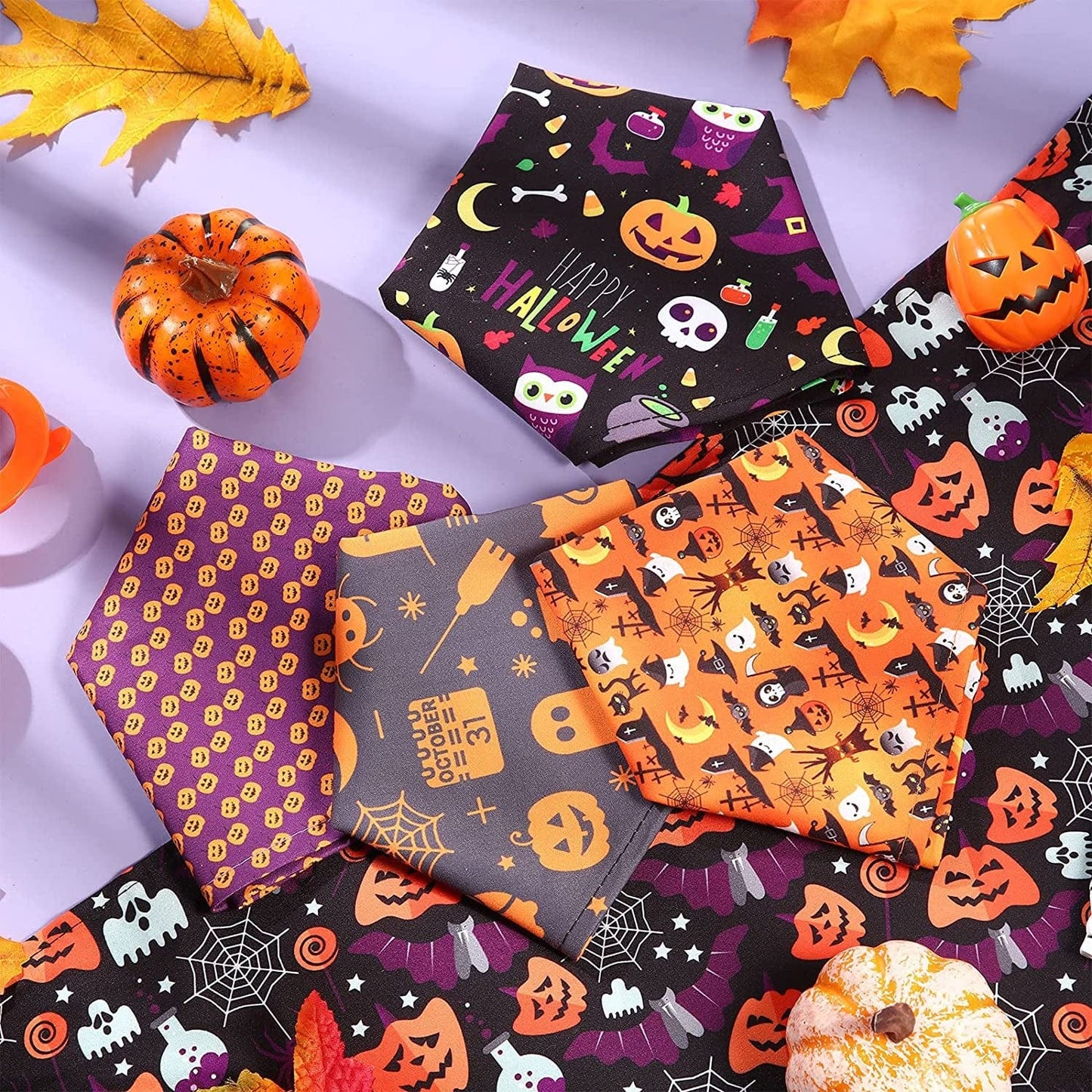 12 Pieces Halloween Dog Bandana Pumpkin Triangle Bandana Puppy Pets Neckerchief Washable Dog Neck Scarf Adjustable Pets Neck Bandana Holiday Pet Bibs for Halloween Dogs Cats Pets Animals & Pet Supplies > Pet Supplies > Dog Supplies > Dog Apparel Tatuo   