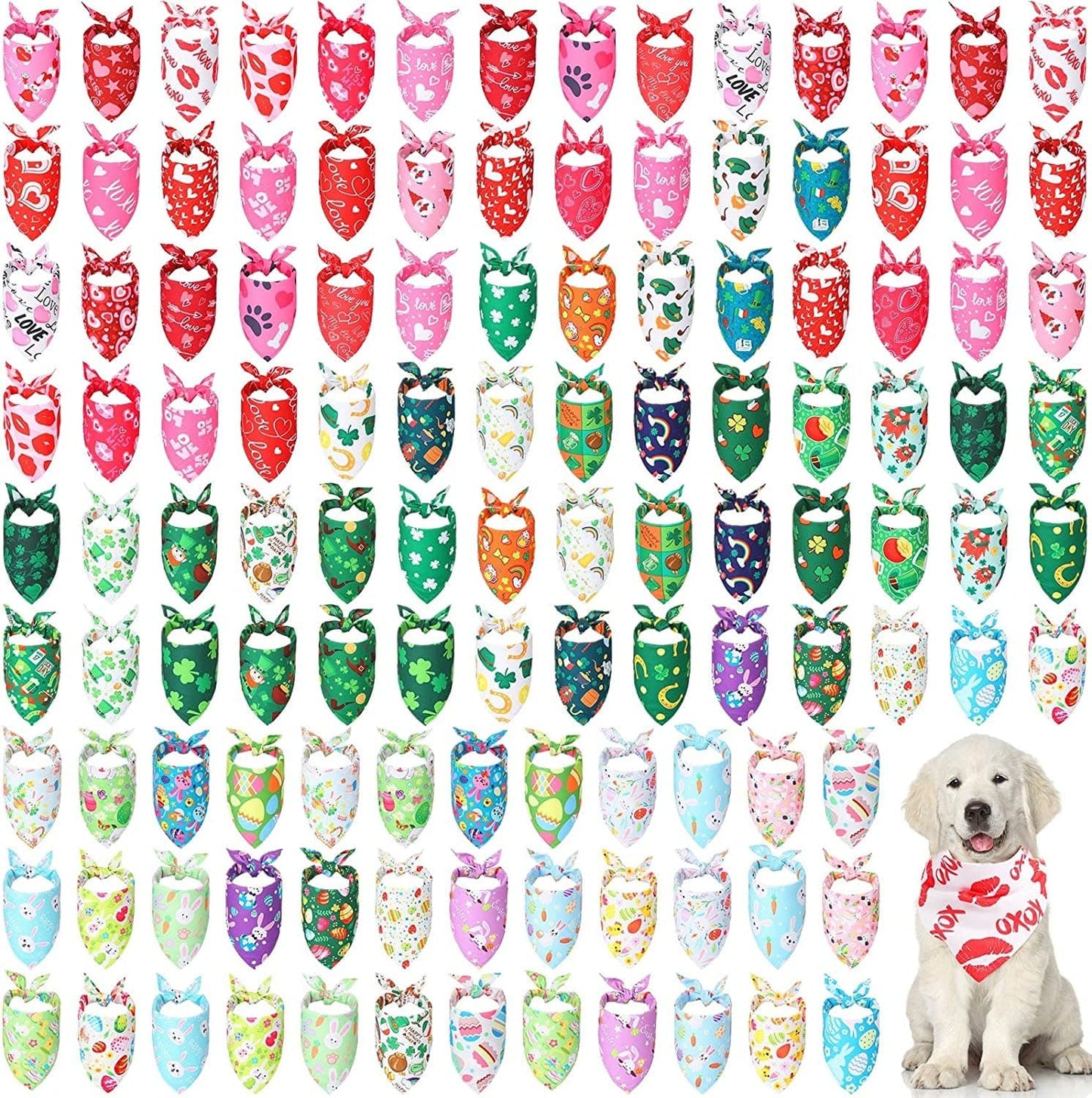 120 Pieces Holiday Dog Bandanas Bulk Valentine'S Day Bandanas for Dogs St. Patrick'S Day Easter Holiday Dog Scarf Set Triangle Pet Bibs for Small Medium Large Puppy Dogs Cats Costume Outfit Animals & Pet Supplies > Pet Supplies > Dog Supplies > Dog Apparel Kigeli   