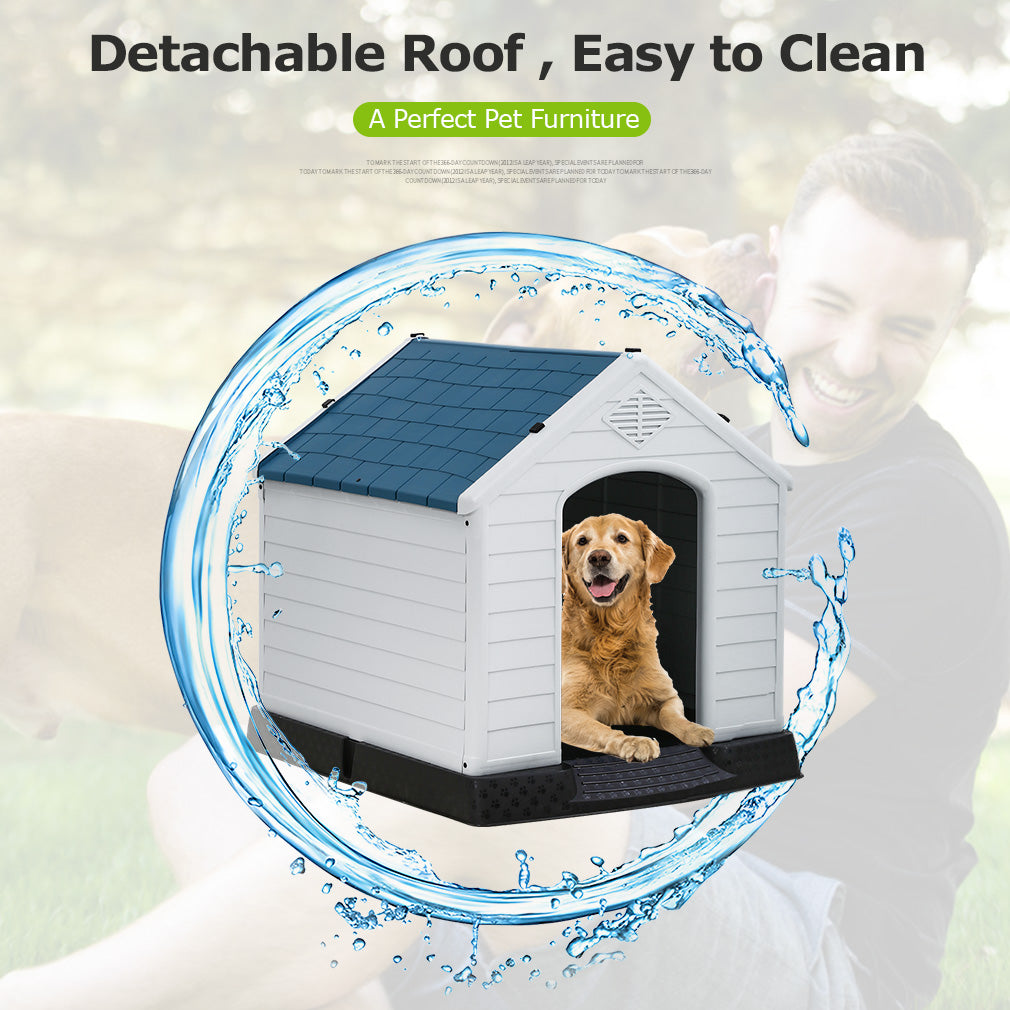 Indoor Outdoor Dog House Big Dog House Plastic Dog Houses for Small Medium Large Dogs 32 Inch High All Weather Dog House with Base Support for Winter Tough Durable House with Air Vents Elevated Floor Animals & Pet Supplies > Pet Supplies > Dog Supplies > Dog Houses Bestpet   