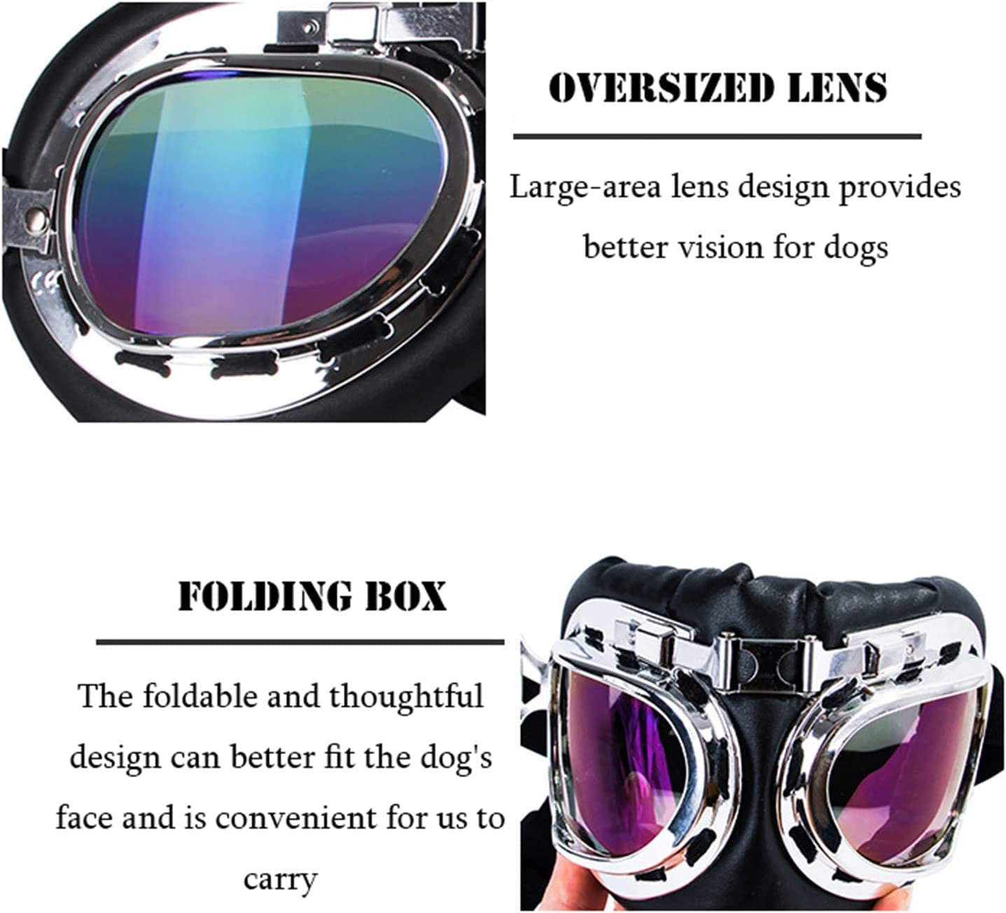 Eledume Dog Sunglasses UV Protection Dog Goggles,Adjustable Strap Foldable Eye Wear Dog Goggle,Comfotable Soft Windproof Rex Specs Dog Goggles for Large or Medium Breed Dog,Colorful Animals & Pet Supplies > Pet Supplies > Dog Supplies > Dog Apparel eledume   