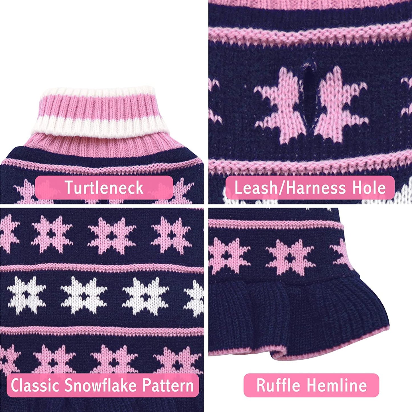 KYEESE Dog Sweaters for Small Dogs Turtleneck Dog Sweater Dress Knit Pullover Warm Animals & Pet Supplies > Pet Supplies > Dog Supplies > Dog Apparel kyeese   