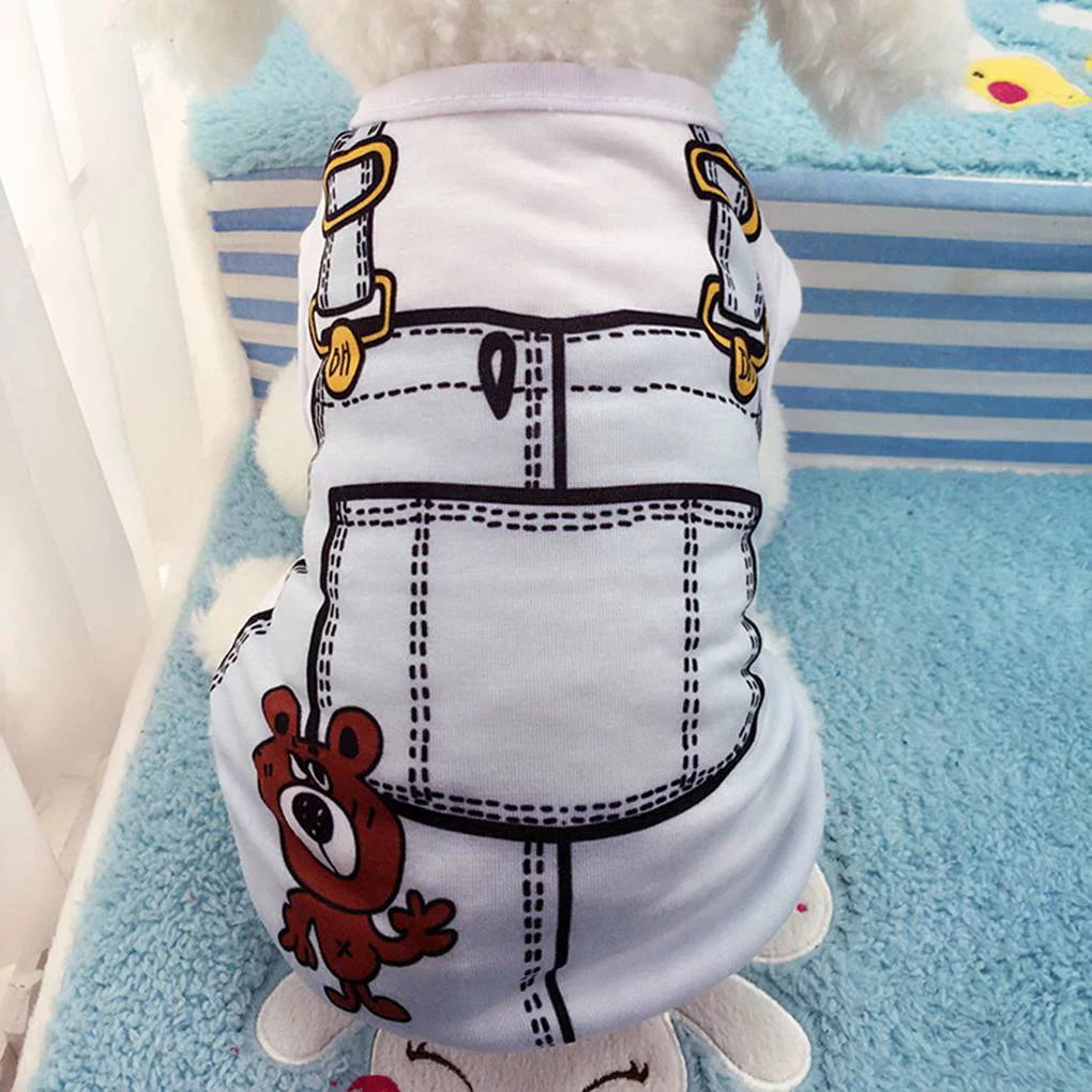 Pet Dog Puppy Clothes Fake Strap Vest Shirt Dog Cotton Spring Summer Puppy Clothing T-Shirt