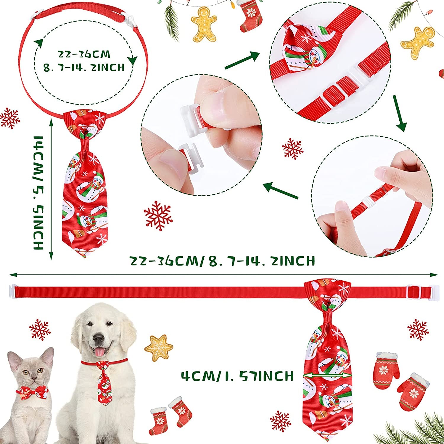 32 Pieces Christmas Pet Tie Set Includes 16 Pieces Dog Neckties and 16 Pieces Dog Bow Ties with Adjustable Collar Xmas Pet Grooming Accessories for Dogs Cats Christmas Decoration Animals & Pet Supplies > Pet Supplies > Dog Supplies > Dog Apparel Saintrygo   