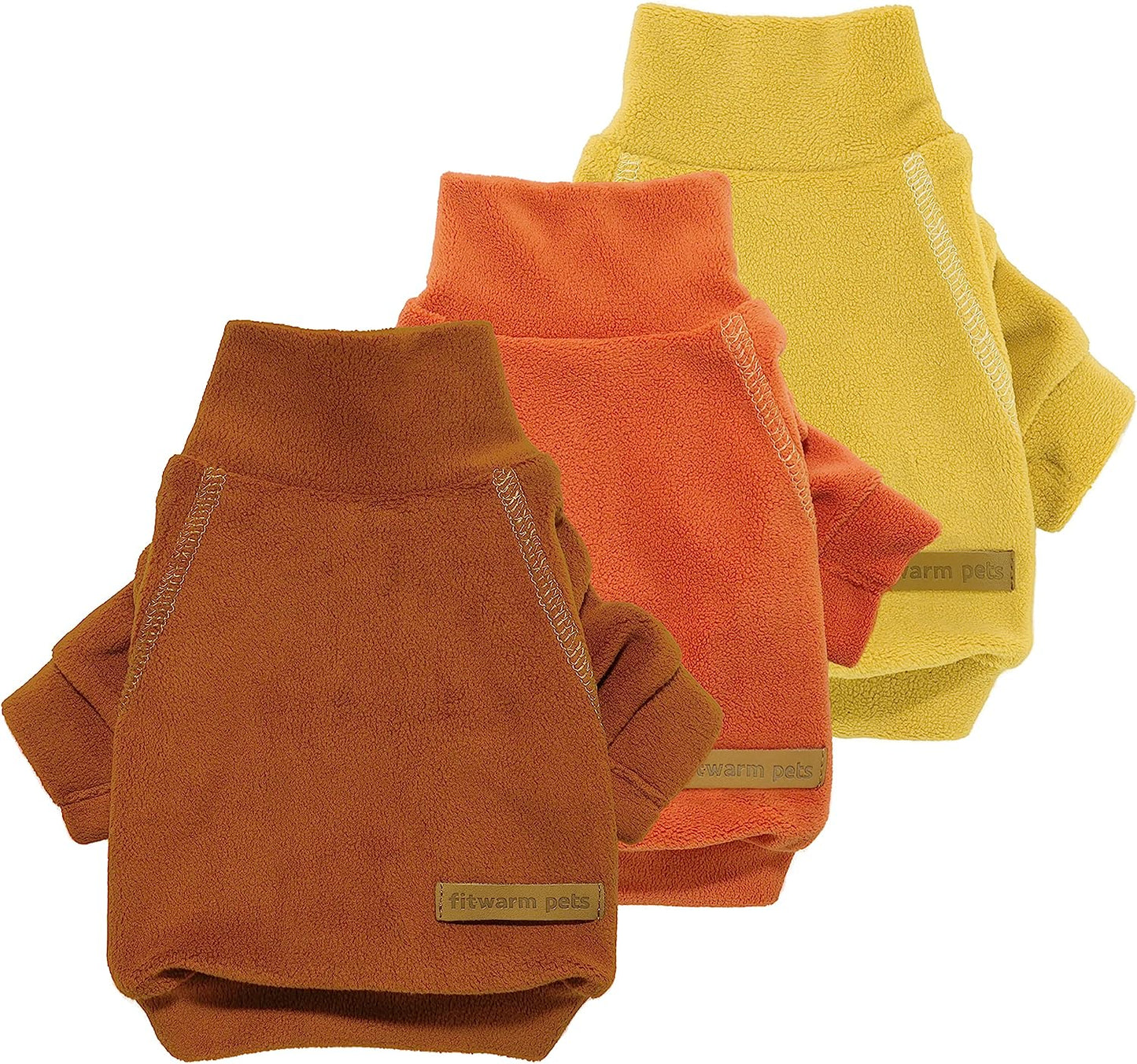 Fitwarm 3 Pack Classic Fleece Dog Sweater, Turtleneck Dog Sweatshirt, Dog Winter Clothes for Small Dogs Boy Girl, Pet Pullover Jumper, Cat Apparel, Blue, Grey, Navy, Small Animals & Pet Supplies > Pet Supplies > Dog Supplies > Dog Apparel Fitwarm Orange-Yellow-Coffee X-Large 