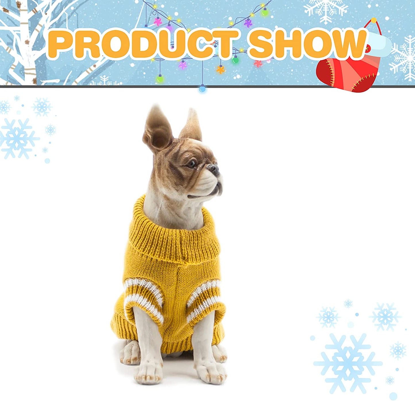 Cnarery Dog Sweater, Soft and Warm Dog Knitted Sweater with Leash Hole, Dog Winter Coat, Cold Weather Clothes for Small Medium Dogs Cat (Small, Yellow) Animals & Pet Supplies > Pet Supplies > Dog Supplies > Dog Apparel Cnarery   