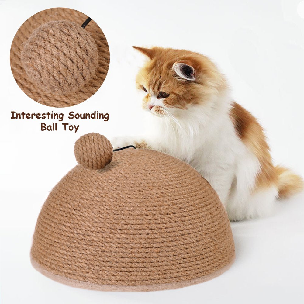 PUMYPOREITY Cat Scratcher Toy Ball, Natural Sisal Cat Scratching Toy, Cat Catches Toy with Sounding Ball, Interactive Cat Toys for Small Medium Cats