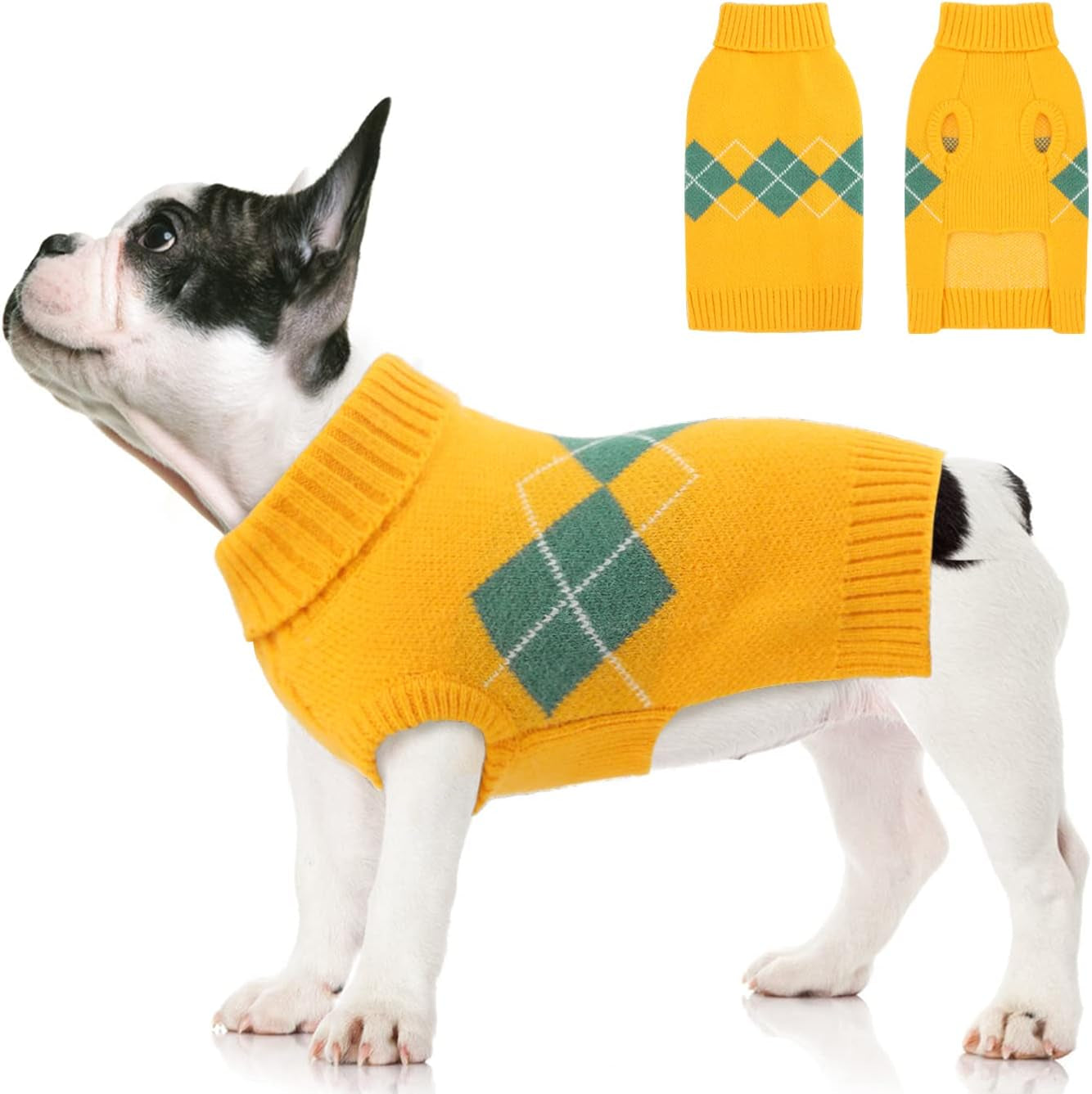 ALAGIRLS Winter Dog Sweater Warm Puppy Clothes,Classic Turtleneck Plaid Cat Sweater,Pullover Christmas Holiday Pet Outfits Apparel for Large Dogs,Pink L Animals & Pet Supplies > Pet Supplies > Dog Supplies > Dog Apparel ALA Yellow X-Large 