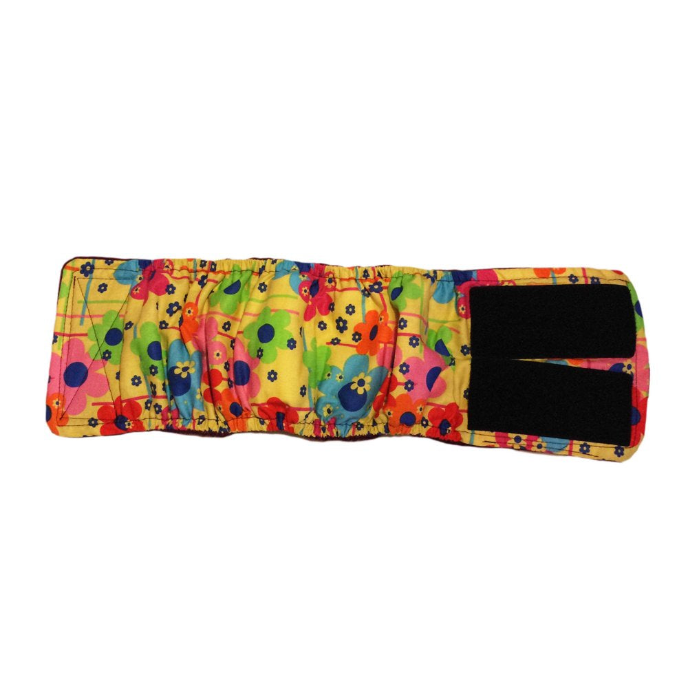 Barkertime Lucky Flowers on Yellow Washable Dog Belly Band Male Wrap - Made in USA Animals & Pet Supplies > Pet Supplies > Dog Supplies > Dog Diaper Pads & Liners Barkertime   