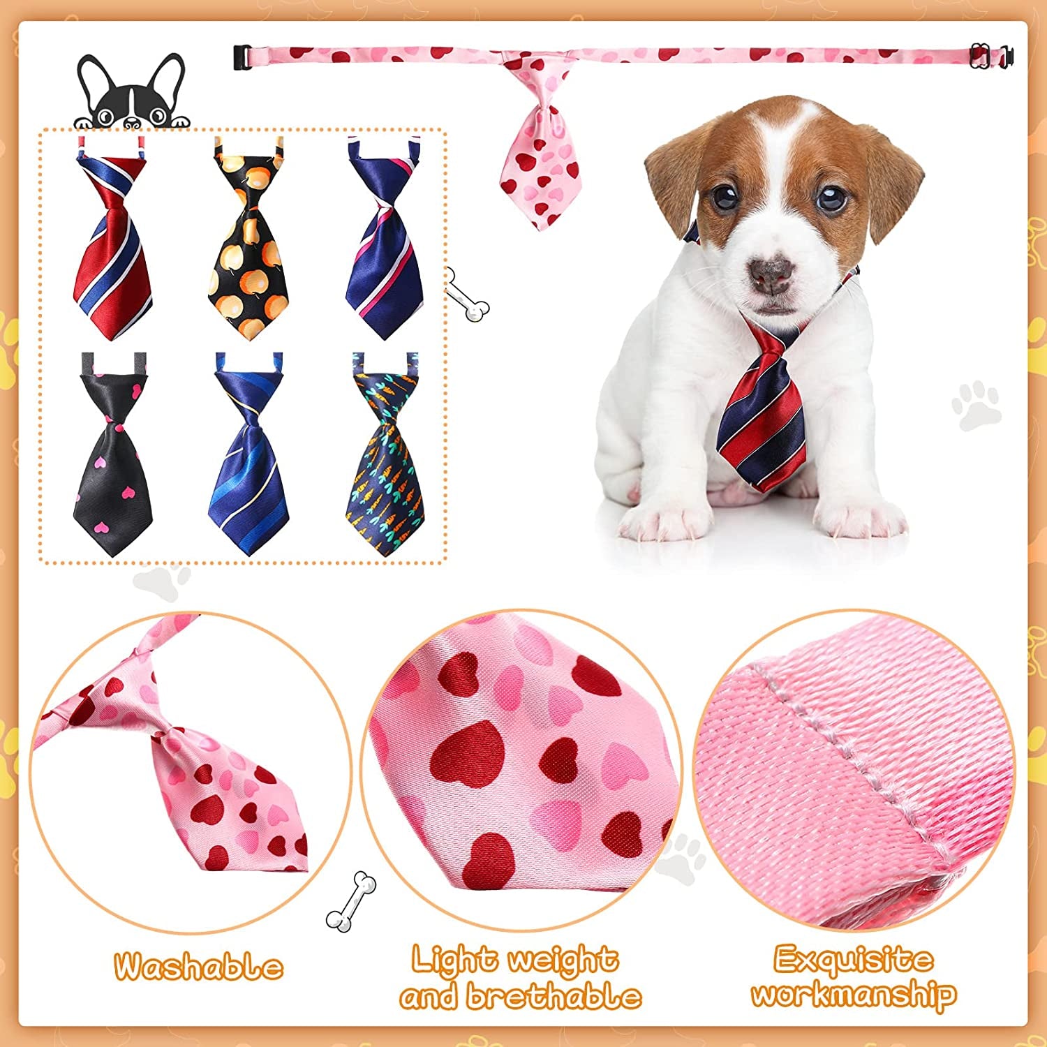 50 Pcs Dog Neck Tie Adjustable Cat Ties Collar 50 Kind of Assorted Patter Puppy Pet Bow Ties Grooming Accessories for Small Dogs Cats Birthday Photography Holiday Festival Party Gift Favor Animals & Pet Supplies > Pet Supplies > Dog Supplies > Dog Apparel Sadnyy   