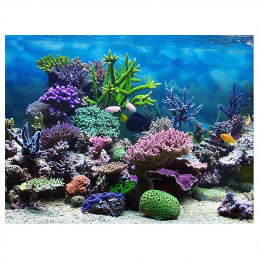 LYUMO Fish Tank Decor Paper, PVC Adhesive Underwater Coral Aquarium Fish Tank Background Poster Backdrop Decoration Paper Animals & Pet Supplies > Pet Supplies > Fish Supplies > Aquarium Decor WALFRONT 29.92" x 11.81"  